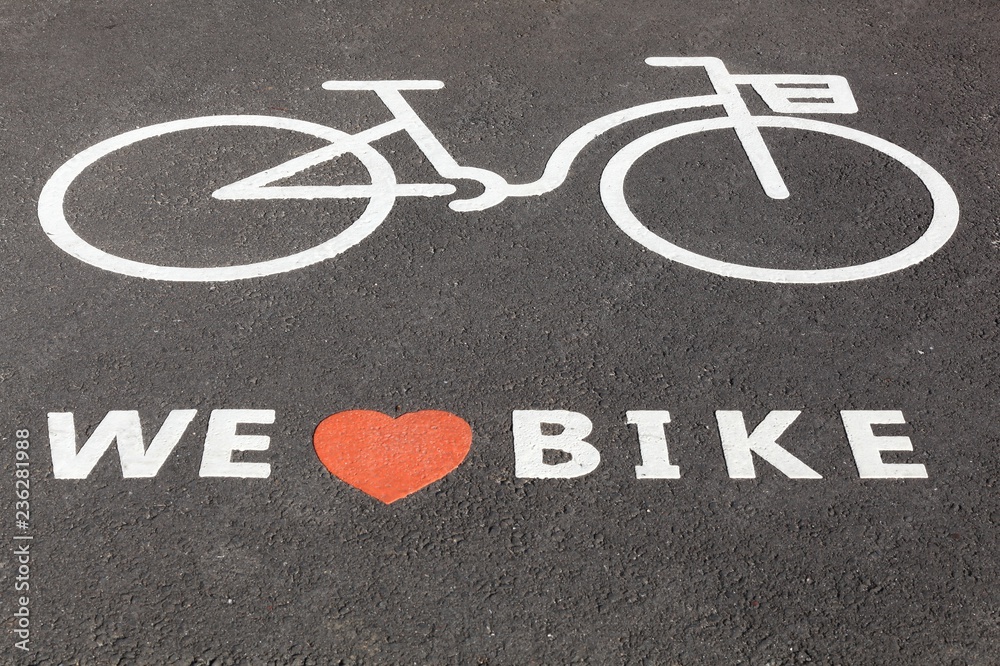 We love bike symbol on a road in Denmark We love bike symbol on a road in Denmark