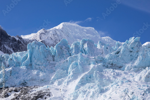 Blue colored glacier in Drygalski Fjord on South Georgia, Antarctica