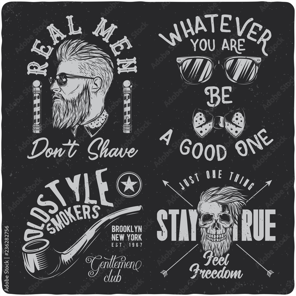 Fototapeta premium Vintage labels set with lettering composition on dark background. T-shirt design.