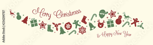 Christmas wishes with decorations. Vector.