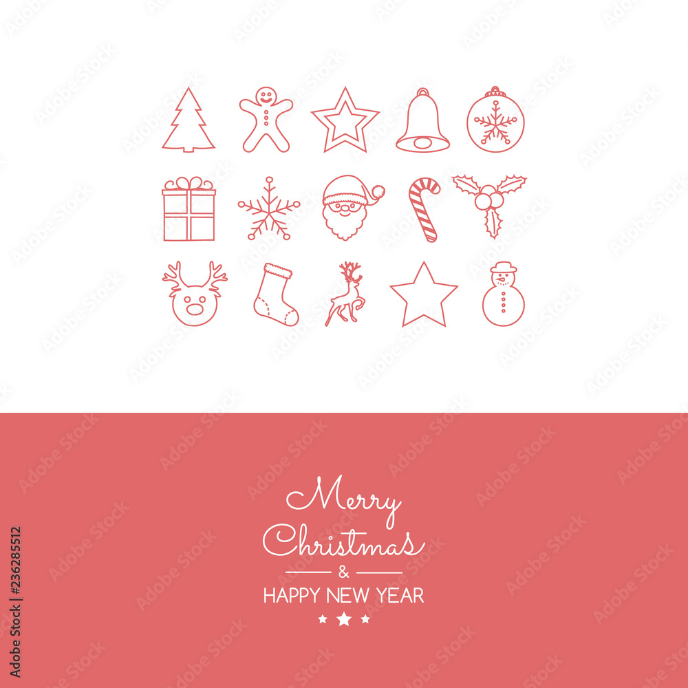 Christmas card in retro style with hand drawn elements. Vector. Christmas card in retro style with hand drawn elements. Vector.