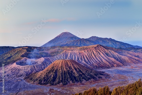 Mount Bromo volcanic in sunrise, famous travel destination and tourist attraction in Indonesia