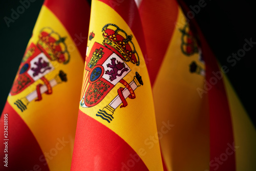 closeup of some flags of spain photo