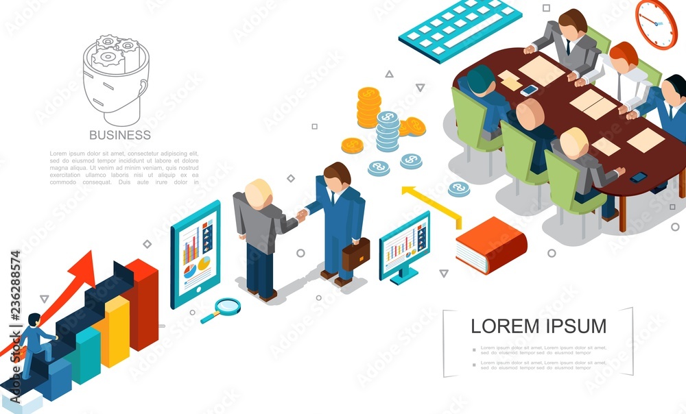 Isometric Business Elements Set Isometric Business Elements Set