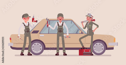 Motor vehicle service or car tune-up station