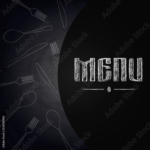 Menu of restaurant on black chalkboard background