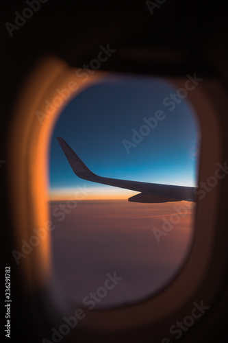 Window from a plane to the sky