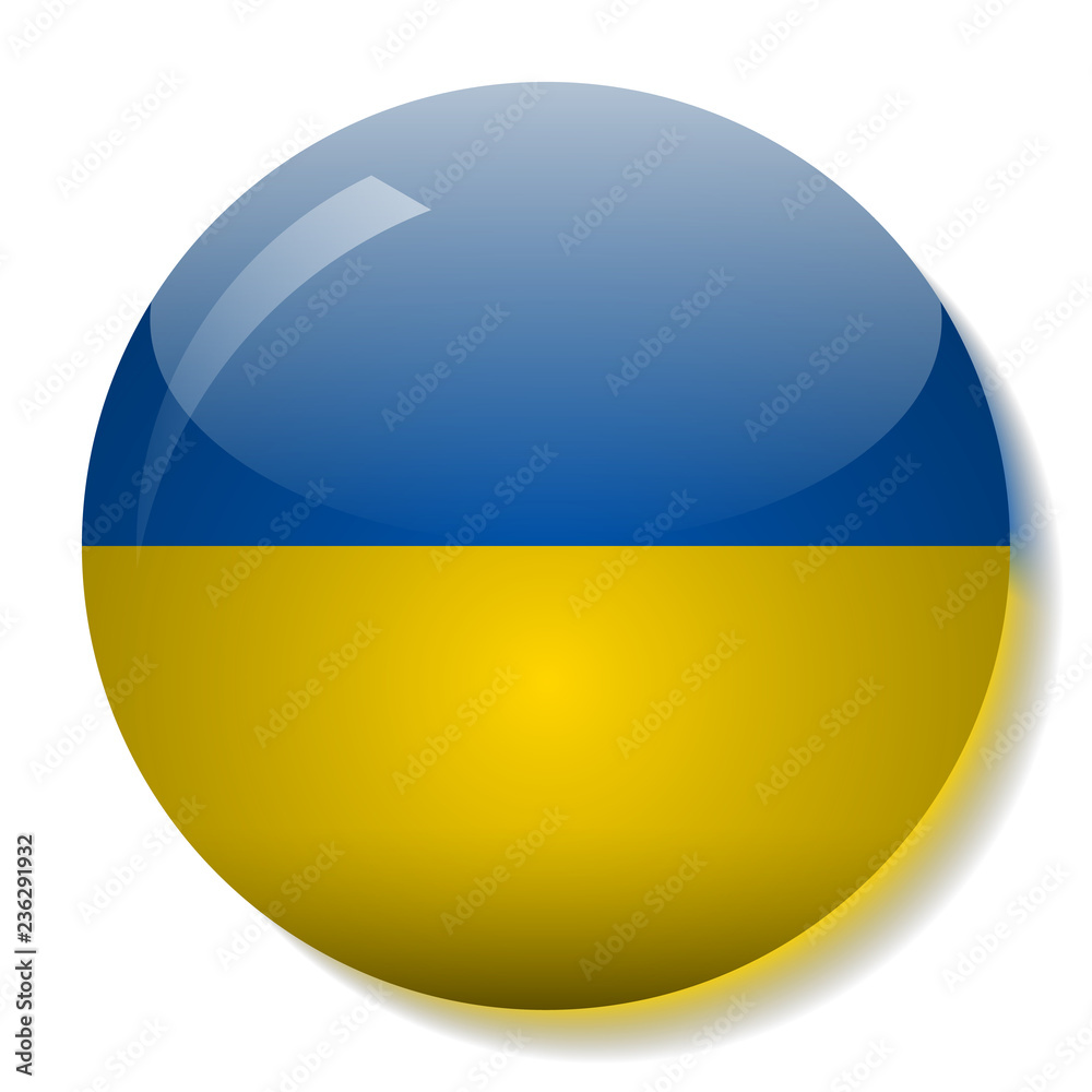 Ukrainian flag glass button vector illustration Ukrainian flag glass button vector illustration