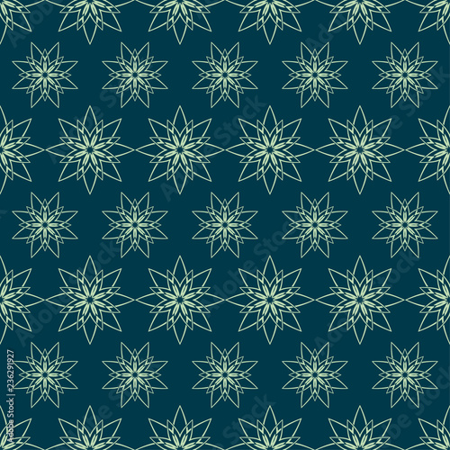 Pattern with abstract flowers; Background with stylized snowflakes