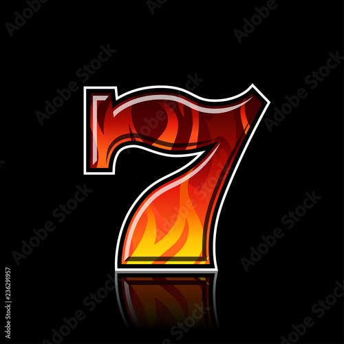 Slot machine blazing seven color vector illustration