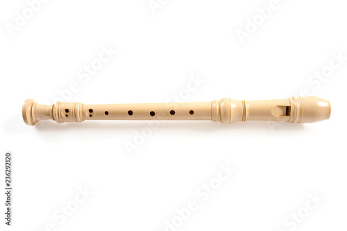 Fotografiet wooden flute isolated on white