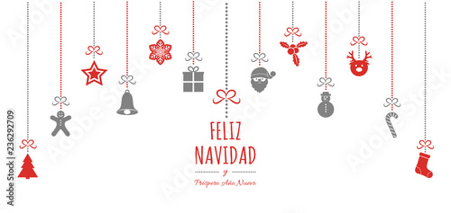 Feliz Navidad - translated from spanish as Merry Christmas. Vector