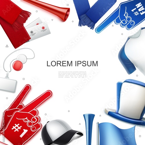 Realistic Fan Accessories Colorful Concept