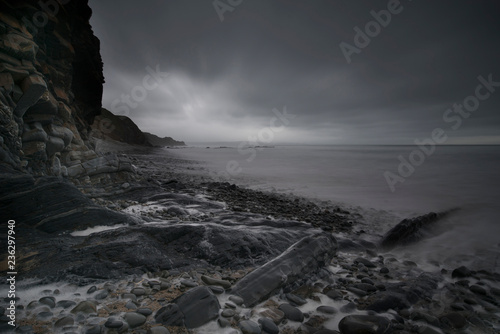 Winter skies at Sandymouth beach