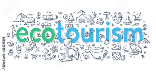 Ecotourism Word Doodle Concept