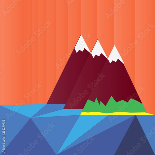 Three snowy peaks vector illustration