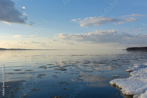 Melting the ice on the river in the spring