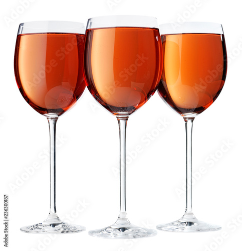 THREE GLASSES OF ROSE WINE