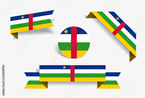 Central African Republic flag stickers and labels. Vector illustration.