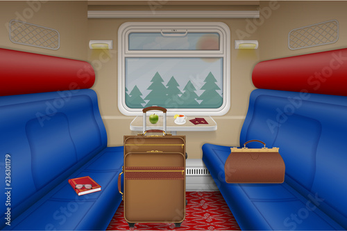 train compartment inside view vector