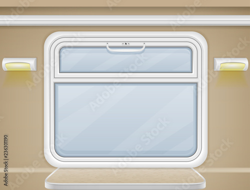 window and table in the train compartment vector