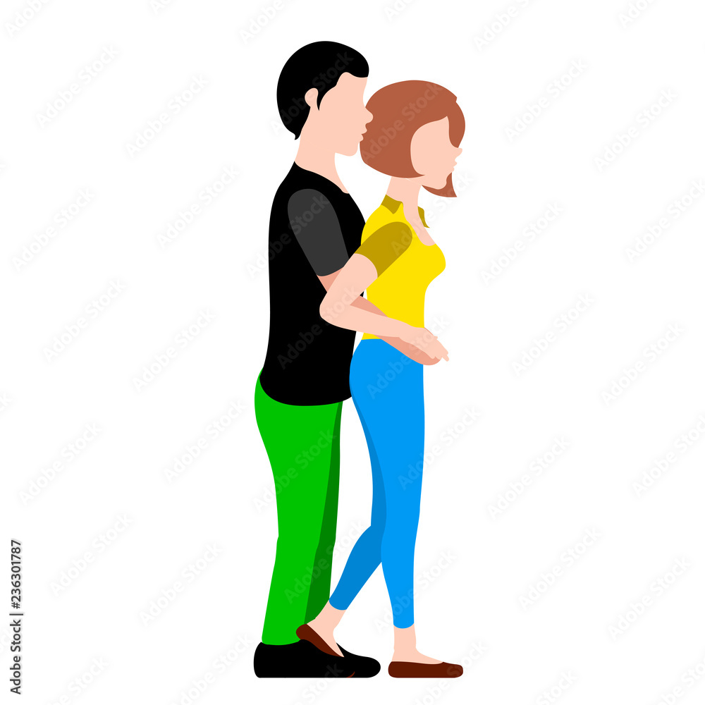 Fototapeta premium Couple hugging each other. Valentine day. Vector illustration design