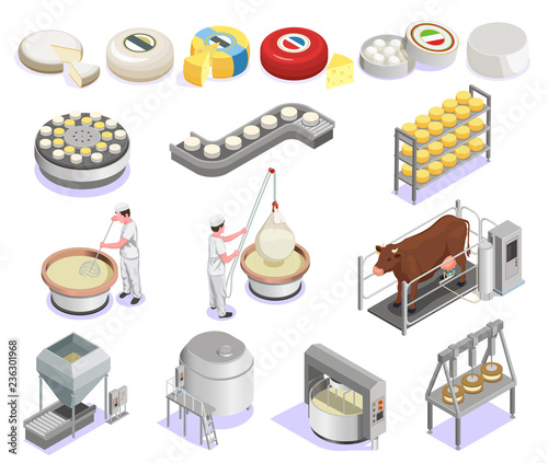 Cheese Production Isometric Set