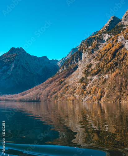 Beautiful reflections at the famous Koenigssee-Bavaria-Germany