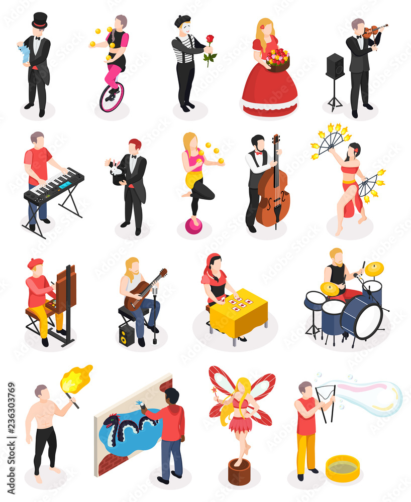 Naklejka premium Street Artists Isometric People