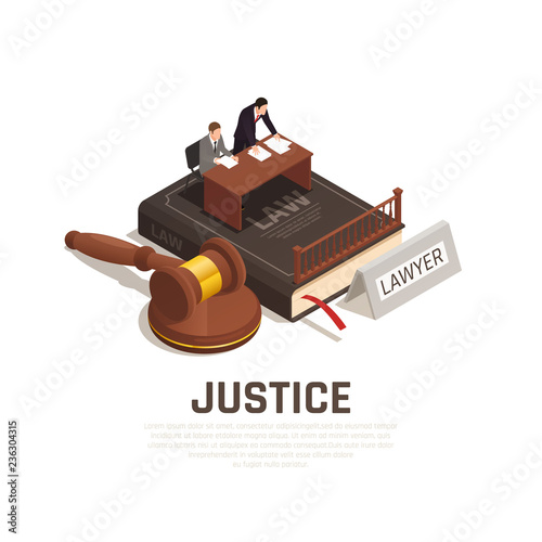 Law Justice Isometric Composition 