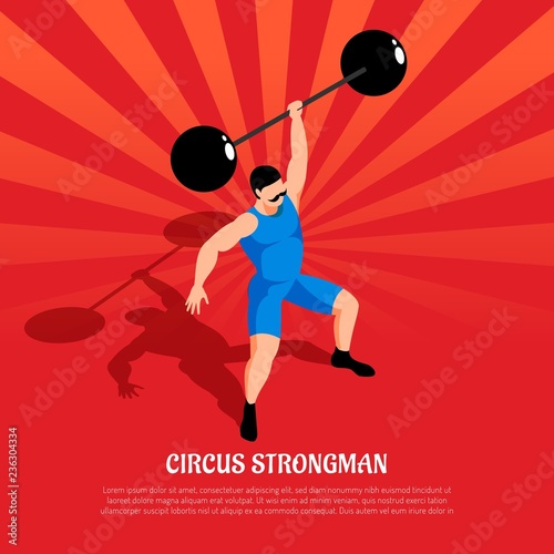 Circus Strong Man Isometric Illustration