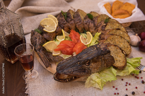 Stuffed pike with vegetable...