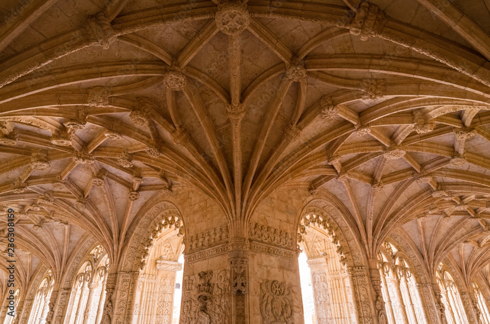 Baroque architectural detail abounds in the Jeronimo Monastery, Lisbon, Portugal