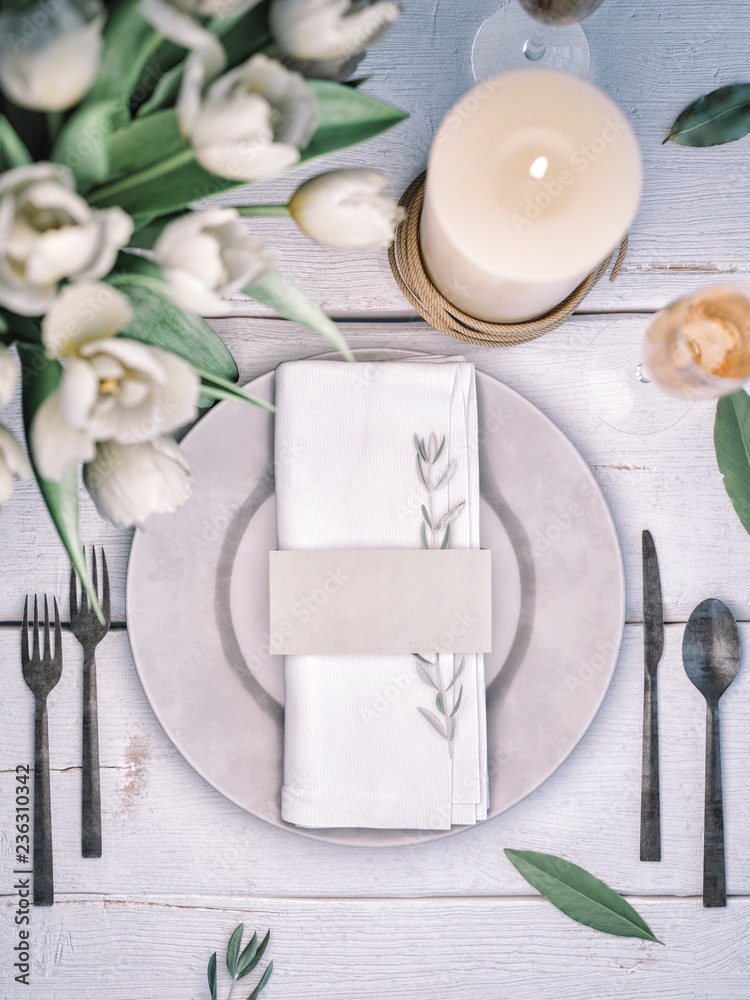 7805827 Wedding table setting. Place card mockup. 7805827 Wedding table setting. Place card mockup.
