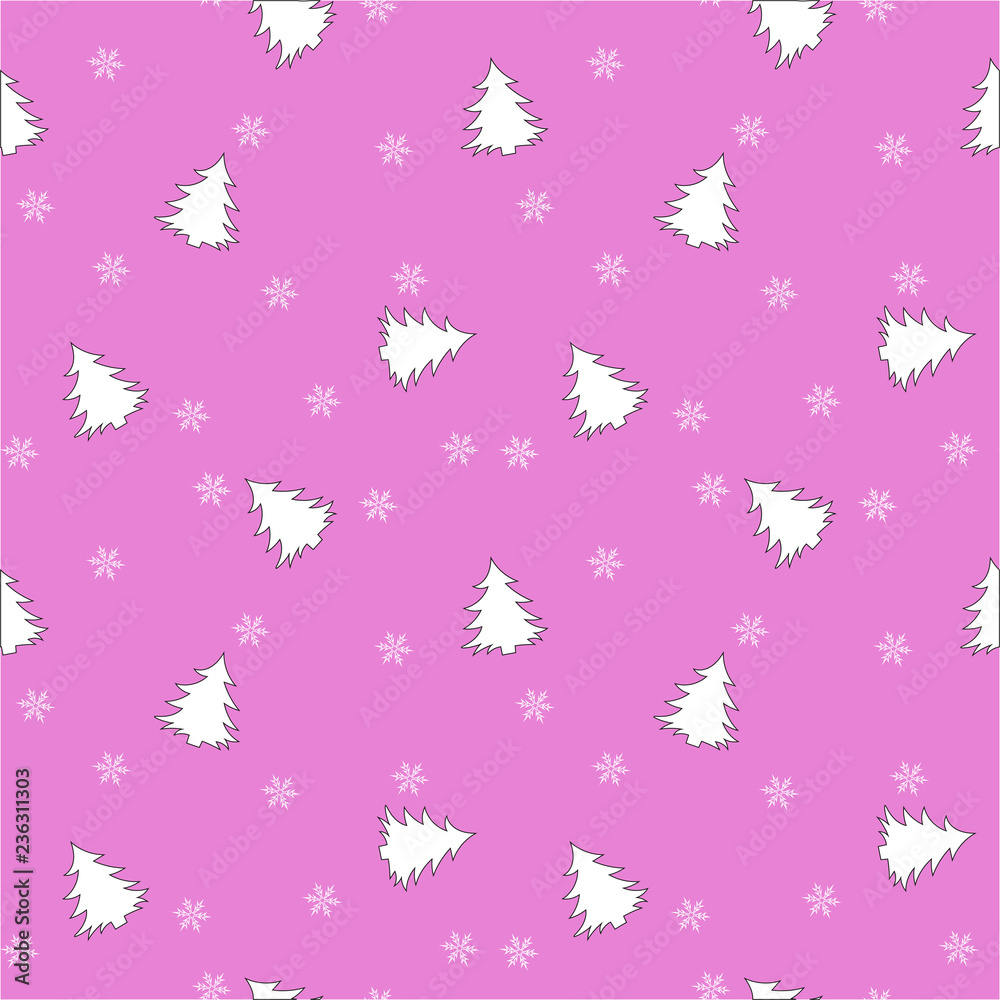 Christmas seamless pattern with christmas tree and snowflakes, vector background.Design template for wallpaper,fabric,wrapping,textile Christmas seamless pattern with christmas tree and snowflakes, vector background.Design template for wallpaper,fabric,wrapping,textile
