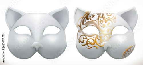 Cat mask 3d vector icon