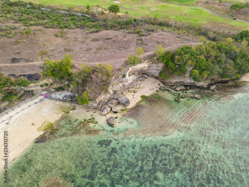 Aerial view to Balangan beach (Pantai Balangan), South Kuta, Bali island, Indonesia photo