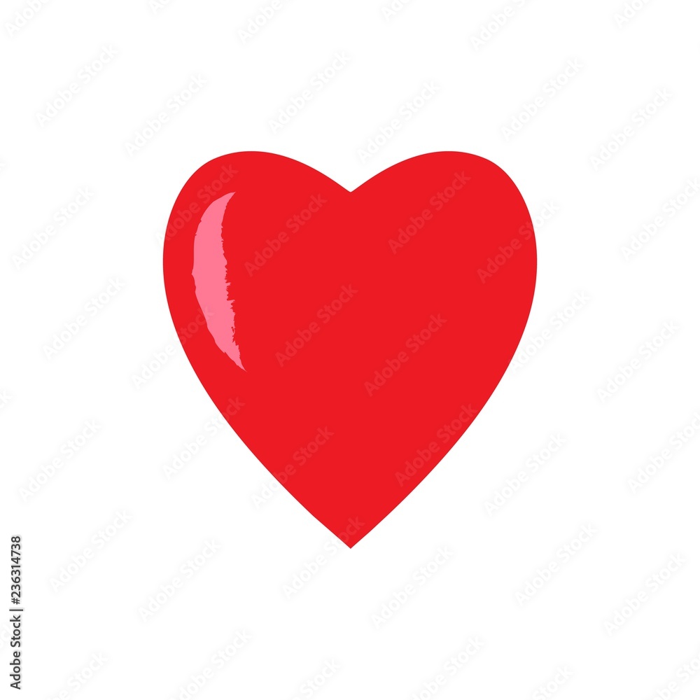 Heart isolated. Red sign on white background. Romantic silhouette symbol linked, join, love, passion and wedding. Colorful mark of valentine day. Design element. Vector illustration Heart isolated. Red sign on white background. Romantic silhouette symbol linked, join, love, passion and wedding. Colorful mark of valentine day. Design element. Vector illustration