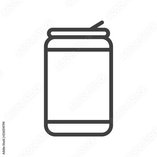 Aluminum soda or beer can outline art vector icon for apps and websites