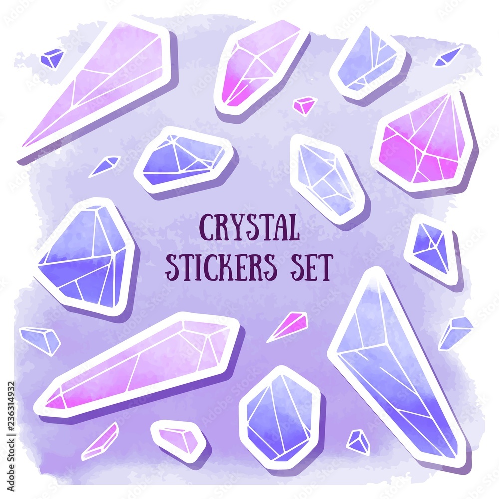 Rainbow Crystal Sticker Pack Crystal Stickers, Set of 6 Watercolor