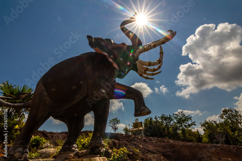 Elephant sculpture at Wat Prathat Phasornkaew photo