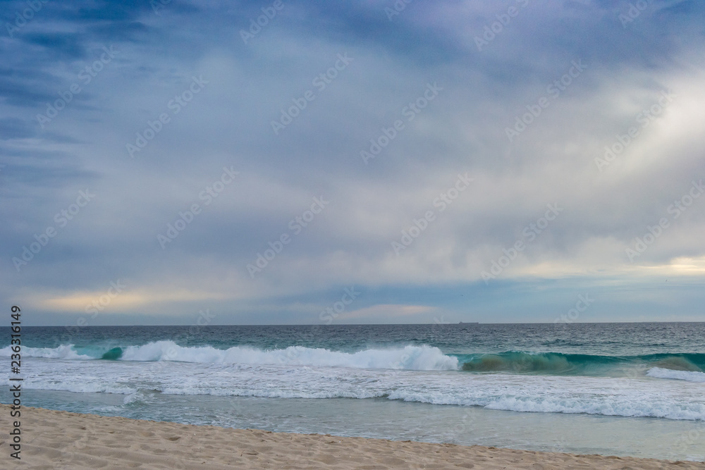 Horizontal landscape of a beach in a cloudy day Perth