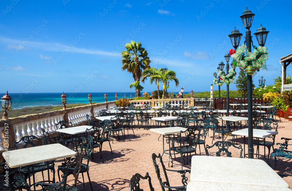 Aruba, Caribbean, Cafe. Nice cafe by the ocean near The California lighthouse.