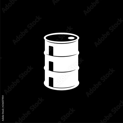 Oil drum container logo, barrel flat icon on dark background photo