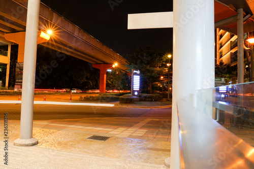 Bilde på lerret SUBANG JAYA, SELANGOR / MALAYSIA - NOVEMBER 18 2018 : Night traffic light trail at Bandar Sunway in front of the Sunway City
