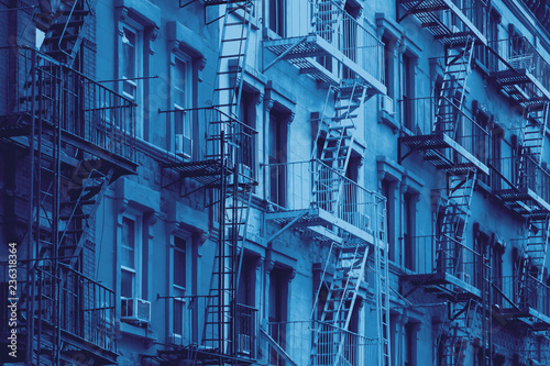 Murais de parede Block of New York City buildings in blue