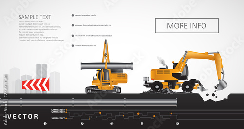 Wheel excavator and pipelayer, construction of underground communications.