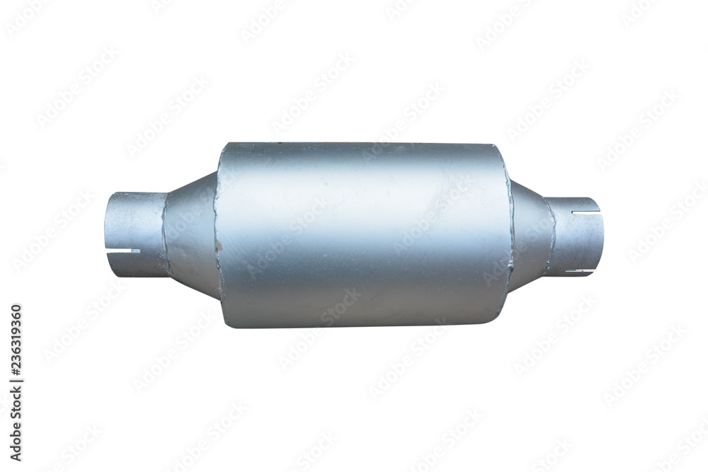 exhaust muffler of the truck on an isolated white background exhaust muffler of the truck on an isolated white background
