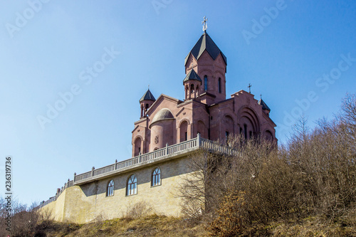 Armenian church view. Church in mountains. Armenian church in mountains photo