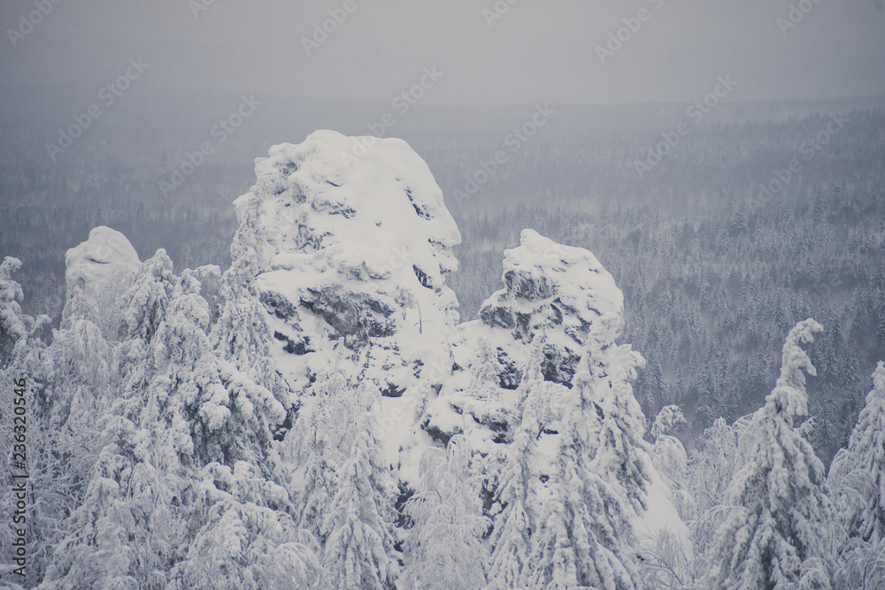 custom made wallpaper toronto digitalWinter Landscape with Stone Rock Covered with Snow - South Ural mountains, Russia